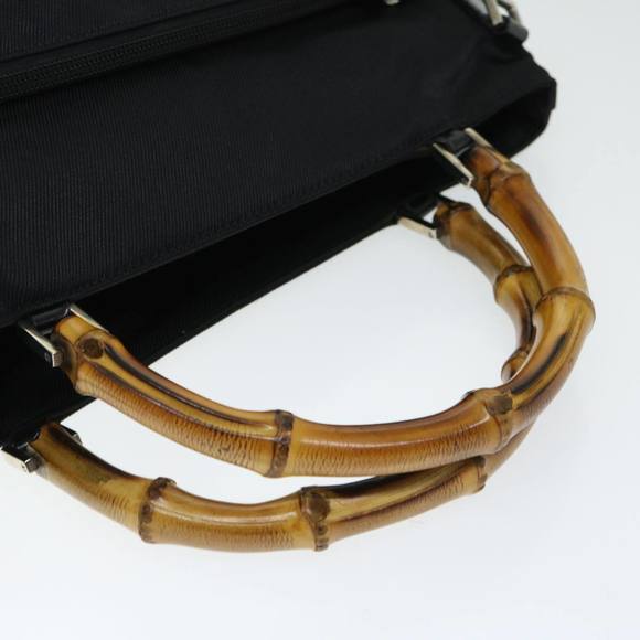 GUCCI Bamboo Hand Bag Nylon 2way Black 002 3754 0506 Auth ep3379 - Picture 7 of 16